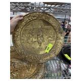 2PC VINTAGE HUTCH HIGH RELIEF BRASS WALL PLATES