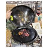 2PC TOLE METAL PAINTED TRAYS