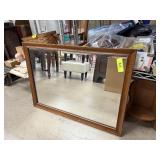 LARGE VINTAGE WOOD FRAME WALL MIRROR