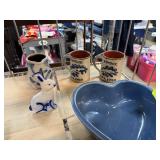 MIXED POTTERY BEER STEINS HEART BOWL