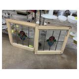 2PC ANTIQUE STAINED GLASS WINDOWS NOTE