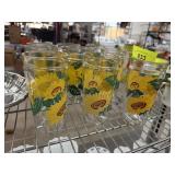 LOT OF 9 VINTAGE SUNFLOWER GLASSES