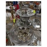 LOT OF MIXED SILVERPLATE / CUPS TRAYS ETC