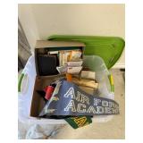 BIN OF VINTAGE PENANTS / EPHEMERA MILITARY ETC