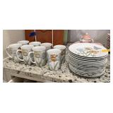 LOT OF FITZ & FLOYD CHINA PASTEL POPPY DISHES