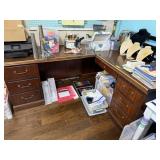L SHAPED DESK W CONTENTS IN DRAWERS & DRAWER