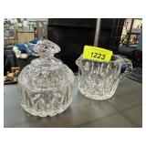 CRYSTAL SUGAR BOWL & CREAMER