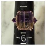 STERLING SILVER AMETRINE RING