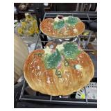 2PC FITZ & FLOYD PUMPKIN CANAPE SNACK PLATES