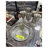 LOT OF VINTAGE PEWTER ITEMS CHALICES +