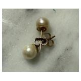 14K GOLD PEARL STUD EARRINGS