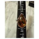 STERLING SILVER AMBER RING