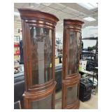 2PC MATCHED CORNER CURIO CABINETS