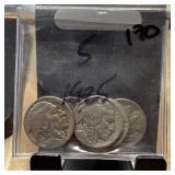 QTY 5 1925 BUFFALO NICKELS