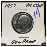 1957 ROOSEVELT SILVER DIME GEM PROOF