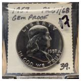 1957 GEM PROOF FRANKLIN SILVER HALF DOLLAR