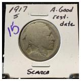 1917-S BUFFALO NICKEL SCARCE