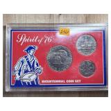 SPIRIT OF 76 1976 3 COIN BICENTENNIAL COIN SET