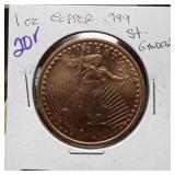 1 OZ .999 COPPER BULLION ROUND ST GAUDENS
