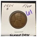 1924-S WHEAT PENNY CENT SCARCE DATE