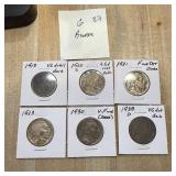 QTY 6 MIXED DATE BUFFALO NICKELS