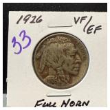 1926 BUFFALO NICKELS FULL HORN