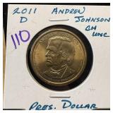 2011-D ANDREW JOHNSON UNC PRESIDENTIAL DOLLAR