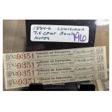 1884-6 LOUISIANA 7.5 CENT BOND NOTES