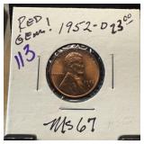 1952-D RED GEM WHEAT PENNY CENT