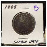 1888 LIBERTY V NICKEL SCARCE DATE