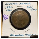 CHESTER ARTHUR MEMORIAL TOKEN
