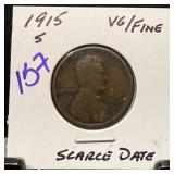 1915-S WHEAT PENNY CENT SCARCE DATE
