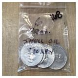 QTY 6 PRESIDENTIAL SHELL OIL TOKENS