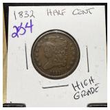 1832 HALF CENT HIGH GRADE NICE COIN