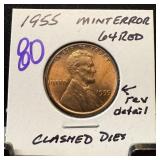 1955 WHEAT PENNY CENT CLASHED DIES