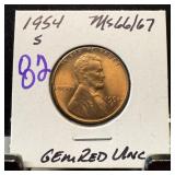 1954-S WHEAT PENNY CENT GEM RED UNC