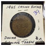 1965 CASINO ROYAL DOLLAR GAMING TOKEN