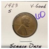 1923-S WHEAT PENNY CENT SCARCE DATE