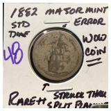 1882 SEATED LIBERTY SILVER DIME SPLIT PLANCHET