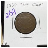 1869 2 CENT PIECE
