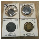 4PC MIXED GERMAN COINS PRE 3RD REICH
