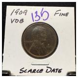 1909 VDB WHEAT PENNY CENT SCARCE DATE