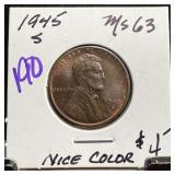 1945-S WHEAT PENNY CENT HIGH GRADE