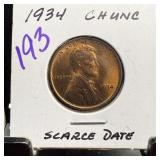 1934 WHEAT PENNY CENT UNC SCARCE DATE