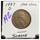 1937-D WHEAT PENNY CENT SCARCE