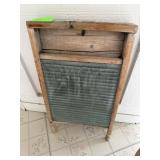 ANTIQUE GLASS WOOD WASHBOARD