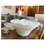 GRAPE THEME MILK GLASS PUNCHBOWL SET