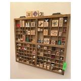SHADOWBOX W MINIATURES / STAMPS ETC
