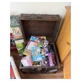WOOD TREASURE CHEST W KIDS ITEMS