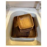 SERVING TRAY UTENSILS VINTAGE WOOD BOWLS